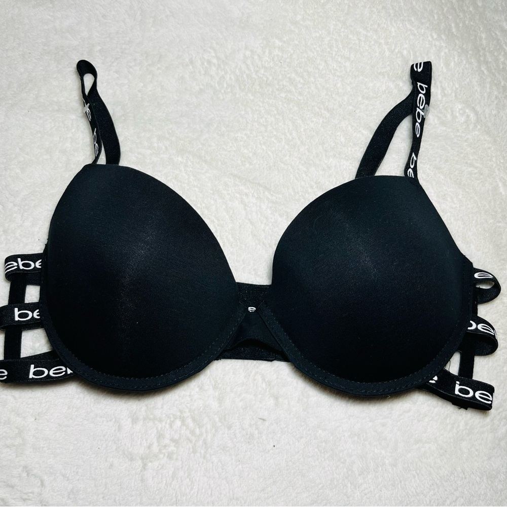 NWOT Bebe Black Push-Up Bra with Ladder Straps Sz 36D